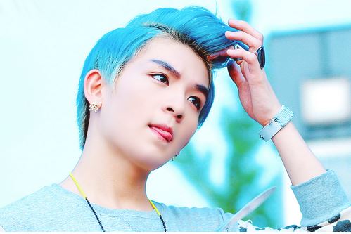 Ricky with blue hair