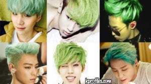 kpop green hair male