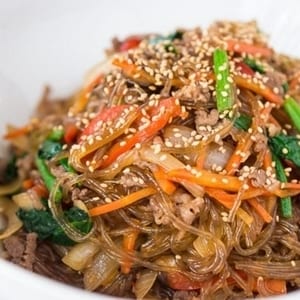 Japche (Noodles with vegetables and meat)