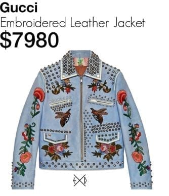 embroidered leather Gucci jacket