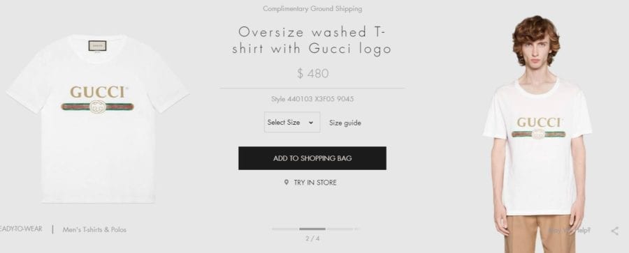 Oversize washed T-shirt with Gucci logo